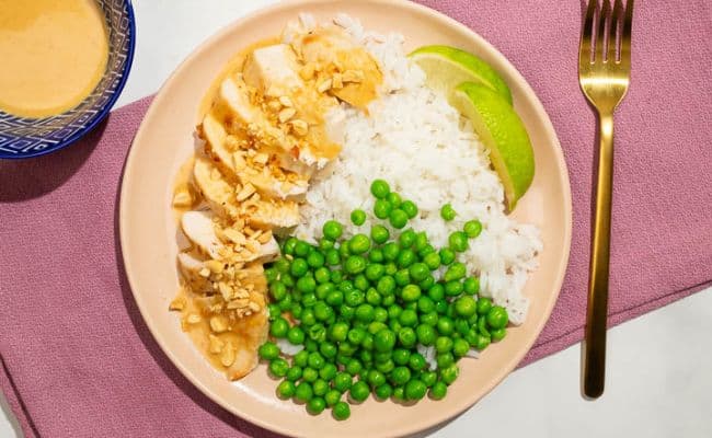 Spicy Thai Peanut Chicken Satay Bowl