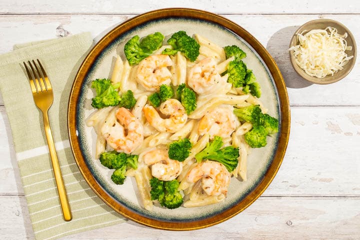 Grilled Shrimp Alfredo Penne